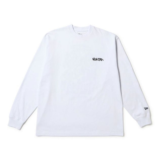 ニューエラ ロンt メンズ 長袖 オーバーサイズド コットン Tシャツ Tagging ブラック ホワイト 14682691 14682689 ストリート風プリント 男女兼用 NEWERA LS OS CT TEE TAGGING 長袖 オーバーサイズド  Tagging 8oz 厚手 メール便 (250904)