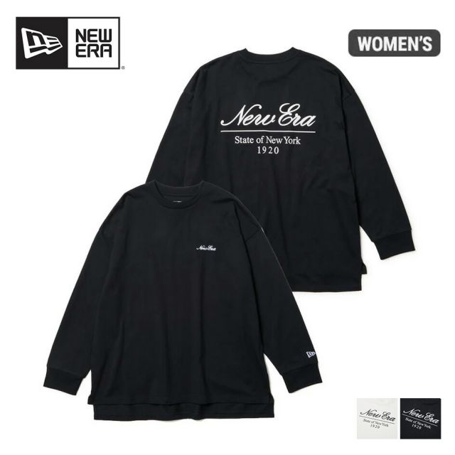 ニューエラ ロンt レディース NEWERA WS LS OVERSIZED COTTON TEE 長袖 オーバーサイズド コットン 14674700 14674699 ブラック ホワイト 女性用 ドロップショルダー オーバーサイズ  14674700 14674699 メール便(250904)