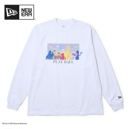 ニューエラ ロンt メンズ NEWERA LS OS TEE SESAME BASEBALL 長袖 オーバーサイズド コットン Tシャツ SESAME STREET セサミストリート Baseball 14682873 ホワイト エルモ クッキーモンスター ビッグバード コラボ 8ozコットン メール便 (250904)