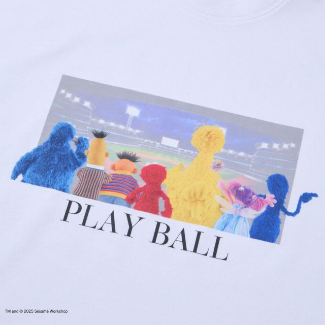 ニューエラ ロンt メンズ NEWERA LS OS TEE SESAME BASEBALL 長袖 オーバーサイズド コットン Tシャツ SESAME STREET セサミストリート Baseball 14682873 ホワイト エルモ クッキーモンスター ビッグバード コラボ 8ozコットン メール便 (250904)