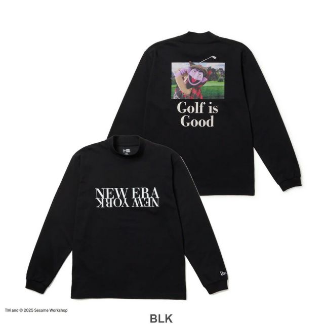 ニューエラ ロンt メンズ NEWERA GF LS HC PF TEE SESAME NENY 長袖 ミッドネック パフォーマンス Tシャツ SESAME STREET セサミストリート Golf is Good / SUNNY DAY クールエラ 吸汗速乾 UVカット ゴルフウェア メール便 (250904)