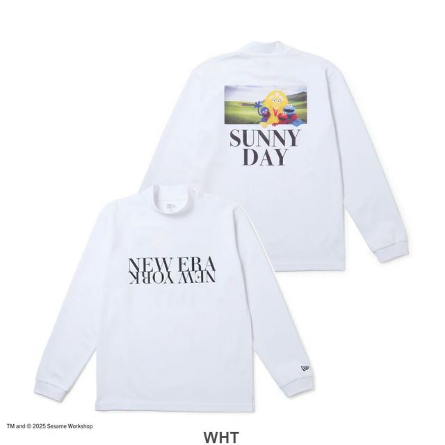ニューエラ ロンt メンズ NEWERA GF LS HC PF TEE SESAME NENY 長袖 ミッドネック パフォーマンス Tシャツ SESAME STREET セサミストリート Golf is Good / SUNNY DAY クールエラ 吸汗速乾 UVカット ゴルフウェア メール便 (250904)