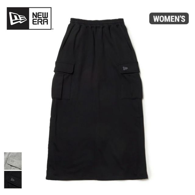 ニューエラ スカート レディース NEWERA WS SWEAT CARGO SKIRT ウィメンズ スウェット カーゴスカート 14674696 14674695 ブラック グレー ドローコード付き スウェット生地 ミディ丈 スポーティ ロングスカート レディース (250904)