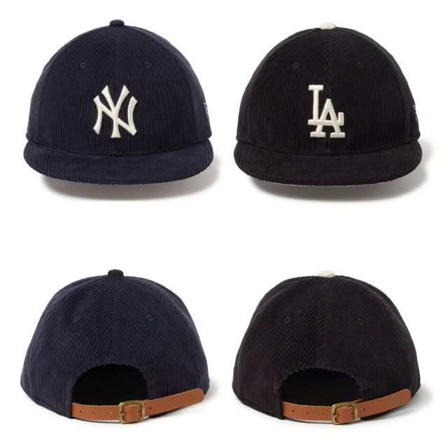 ニューエラ キャップ コーデュロイ NEWERA RC950LS MLB 8W CORD NEYYAN RC 9FIFTY ロサンゼルスドジャース ニューヨークヤンキース ブラック ネイビー レザーストラップ 9FIFTY メンズ レディース 秋冬14667634 14667635 (251011)