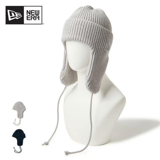 ニューエラ ニットトラッパー イヤーフラップ付き 2WAY ニットキャップ ライトグレー 防寒 ユニセックス 軽量アクリル素材 Winter Style NEWERA BASIC CUFF KNIT TRAPPER ニット 耳元 冬(251020)