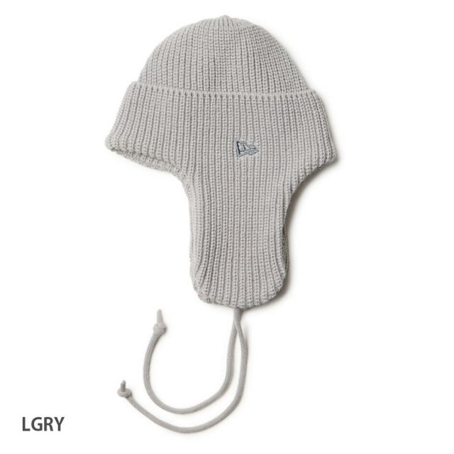 ニューエラ ニットトラッパー イヤーフラップ付き 2WAY ニットキャップ ライトグレー 防寒 ユニセックス 軽量アクリル素材 Winter Style NEWERA BASIC CUFF KNIT TRAPPER ニット 耳元 冬(251020)