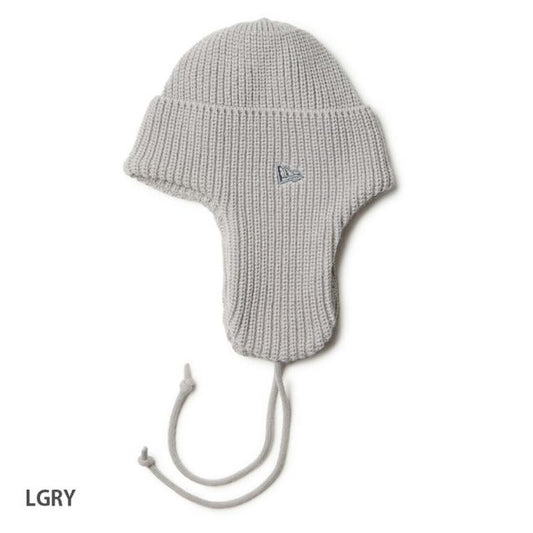 ニューエラ ニットトラッパー イヤーフラップ付き 2WAY ニットキャップ ライトグレー 防寒 ユニセックス 軽量アクリル素材 Winter Style NEWERA BASIC CUFF KNIT TRAPPER ニット 耳元 冬(251020)