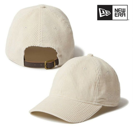 ニューエラ 9TWENTY レザーストラップ コーデュロイ キャップ 太畝 8ウェル 秋冬 ベーシック アイボリー ユニセックス New Era Corduroy Leather Strap 9TWENTY Cap 14667975 NEWERA 920LS 8W CORDUROY (251020)