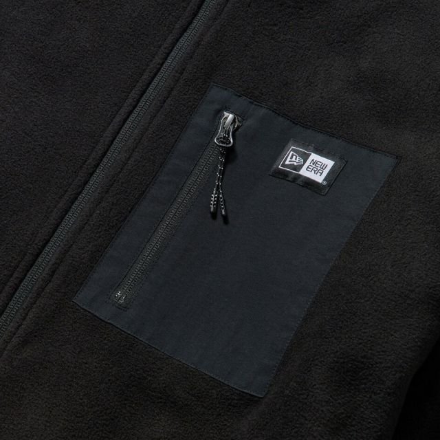 ニューエラ フリース NEWERA FLEECE JACKET フリースジャケット ボックスロゴ ウーブンパッチ ブラック ユニセックス 保温 防寒 軽量 ポリエステル ジャケット ドローコード付き シルエット調整可能 アウター ブルゾン (251011)