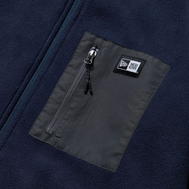 ニューエラ フリース NEWERA FLEECE JACKET フリースジャケット ボックスロゴ ウーブンパッチ ブラック ユニセックス 保温 防寒 軽量 ポリエステル ジャケット ドローコード付き シルエット調整可能 アウター ブルゾン (251011)