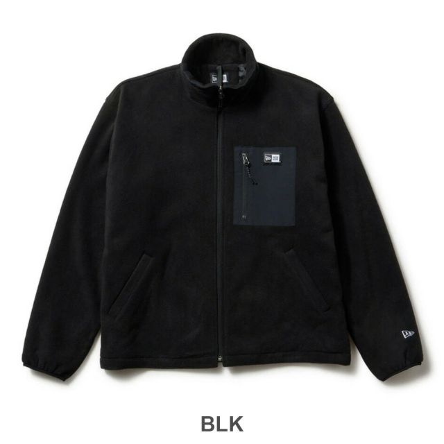 ニューエラ フリース NEWERA FLEECE JACKET フリースジャケット ボックスロゴ ウーブンパッチ ブラック ユニセックス 保温 防寒 軽量 ポリエステル ジャケット ドローコード付き シルエット調整可能 アウター ブルゾン (251011)