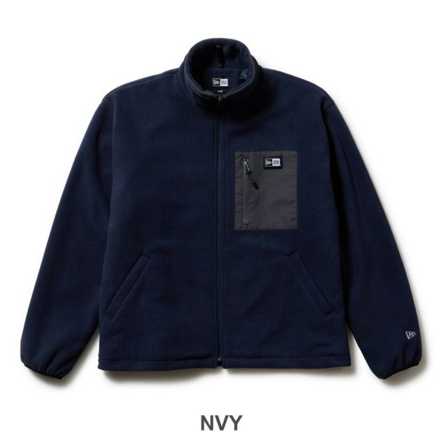ニューエラ フリース NEWERA FLEECE JACKET フリースジャケット ボックスロゴ ウーブンパッチ ブラック ユニセックス 保温 防寒 軽量 ポリエステル ジャケット ドローコード付き シルエット調整可能 アウター ブルゾン (251011)
