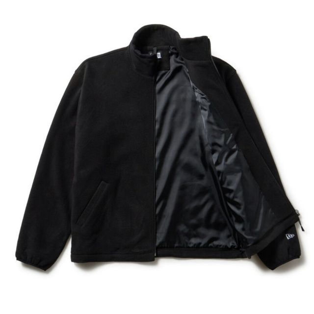 ニューエラ フリース NEWERA FLEECE JACKET フリースジャケット ボックスロゴ ウーブンパッチ ブラック ユニセックス 保温 防寒 軽量 ポリエステル ジャケット ドローコード付き シルエット調整可能 アウター ブルゾン (251011)