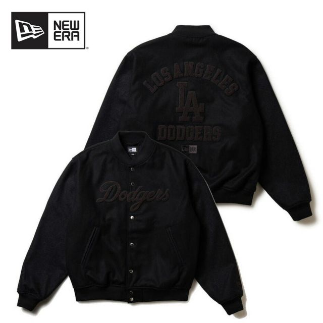 ニューエラ メルトン バーシティジャケット ロサンゼルス ドジャース ブラック FW25 ユニセックス MLB ウール混 アウター 秋冬