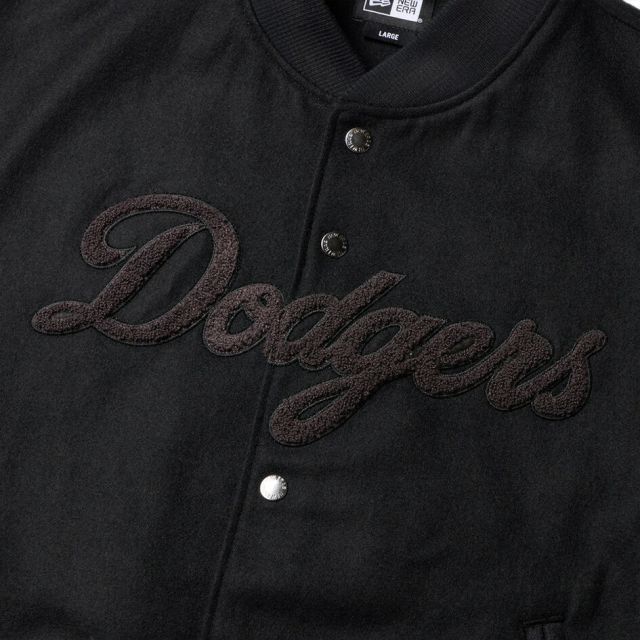 ニューエラ メルトン バーシティジャケット ロサンゼルス ドジャース ブラック FW25 ユニセックス MLB ウール混 アウター 秋冬