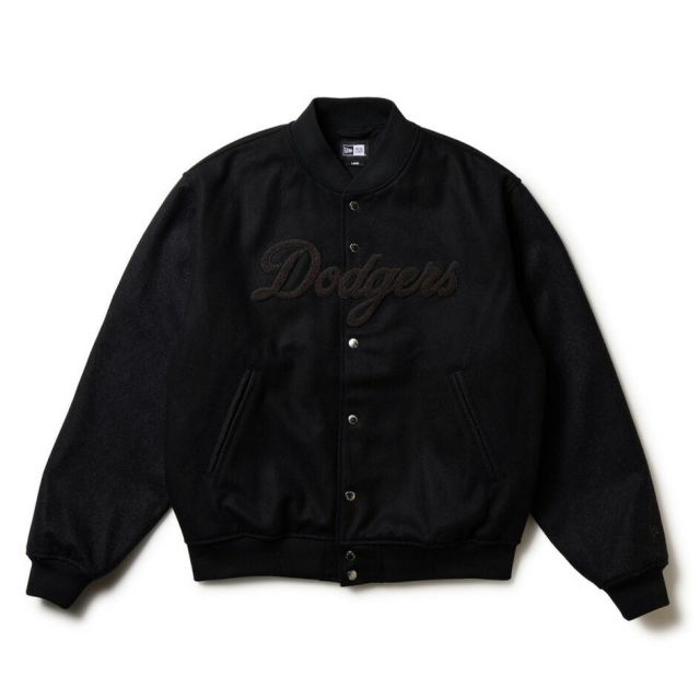 ニューエラ メルトン バーシティジャケット ロサンゼルス ドジャース ブラック FW25 ユニセックス MLB ウール混 アウター 秋冬