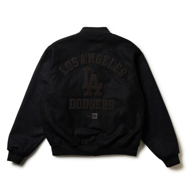 ニューエラ メルトン バーシティジャケット ロサンゼルス ドジャース ブラック FW25 ユニセックス MLB ウール混 アウター 秋冬