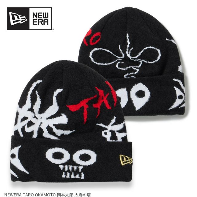 ニューエラ ベーシック カフニット ニット帽 冬 TARO OKAMOTO 岡本太郎 太陽の塔 コラボ ジャカード ニットキャップ ブラック ユニセックス NEW ERA 14683762 BC KNIT TAROKA JAQ メール便 (251206)