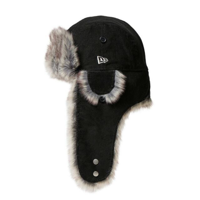 ニューエラ トラッパー コーデュロイ The Trapper フライトキャップ 冬 耳当て付き 防寒 ハット ブラック ユニセックス コーデュロイ ストリート アウトドア カジュアル 14667627 NEW ERA Fitted Cap TRAPPER CORDUROY (251206)