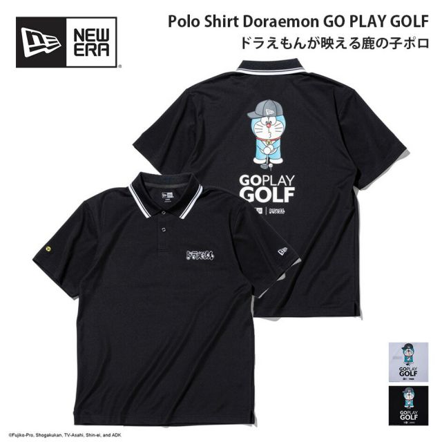 ニューエラ 半袖 鹿の子 ポロシャツ ドラえもん GO PLAY GOLF ブラック ホワイト Polo Shirt Doraemon GO PLAY GOLF 14935371 14935370 NEW ERA ニューエラ ゴルフ ポロシャツ 鹿の子 ユニセックス GF SS POLO SHIRTS DORAEMON GPG  (260316)