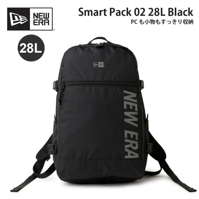 ニューエラ スマートパック 02 28L ブラック Smart Pack 02 28L Black 14750854 NEW ERA ニューエラ バックパック リュック 28L PC収納 通学 通勤 ブラック SMART PACK 02 150D NE LOGO  (260316)