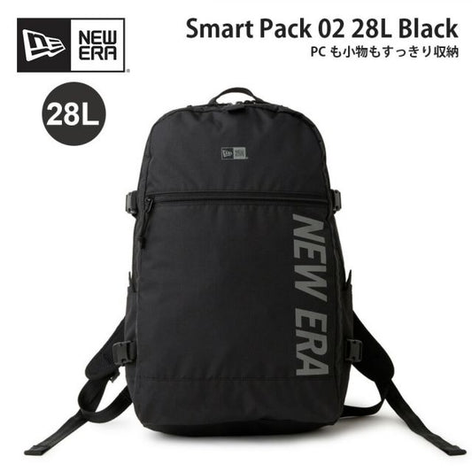 ニューエラ スマートパック 02 28L ブラック Smart Pack 02 28L Black 14750854 NEW ERA ニューエラ バックパック リュック 28L PC収納 通学 通勤 ブラック SMART PACK 02 150D NE LOGO  (260316)
