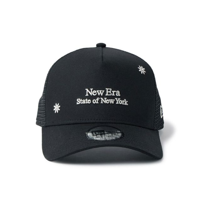 ニューエラ 9FORTY A-Frame トラッカー フラワー エンブロイダリー キャップ NEW ERA Flower Embroidery 花柄 刺繍 メッシュ アジャスタブル ユニセックス カーキ ブラック 春夏 レディース メンズ 14744871 14744872 940AFTR STATE OF NY FLOWER EMB
