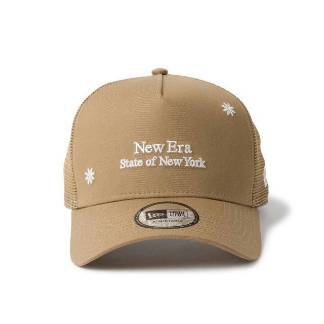 ニューエラ 9FORTY A-Frame トラッカー フラワー エンブロイダリー キャップ NEW ERA Flower Embroidery 花柄 刺繍 メッシュ アジャスタブル ユニセックス カーキ ブラック 春夏 レディース メンズ 14744871 14744872 940AFTR STATE OF NY FLOWER EMB