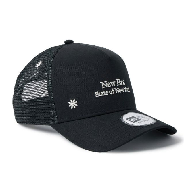 ニューエラ 9FORTY A-Frame トラッカー フラワー エンブロイダリー キャップ NEW ERA Flower Embroidery 花柄 刺繍 メッシュ アジャスタブル ユニセックス カーキ ブラック 春夏 レディース メンズ 14744871 14744872 940AFTR STATE OF NY FLOWER EMB
