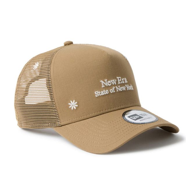 ニューエラ 9FORTY A-Frame トラッカー フラワー エンブロイダリー キャップ NEW ERA Flower Embroidery 花柄 刺繍 メッシュ アジャスタブル ユニセックス カーキ ブラック 春夏 レディース メンズ 14744871 14744872 940AFTR STATE OF NY FLOWER EMB