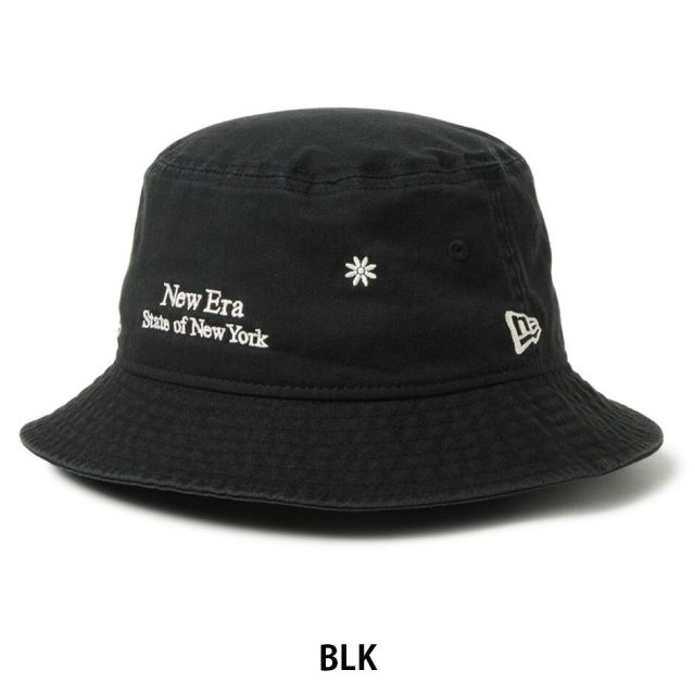 ニューエラ バケット01 フラワー エンブロイダリー バケットハット NEW ERA Bucket01 Flower Embroidery 花柄 刺繍 バケハ 帽子 コットン ユニセックス ブラック カーキ 春夏 レディース メンズ 14744789 14744788 BKT01 STATE OF NY FLOWER EMB