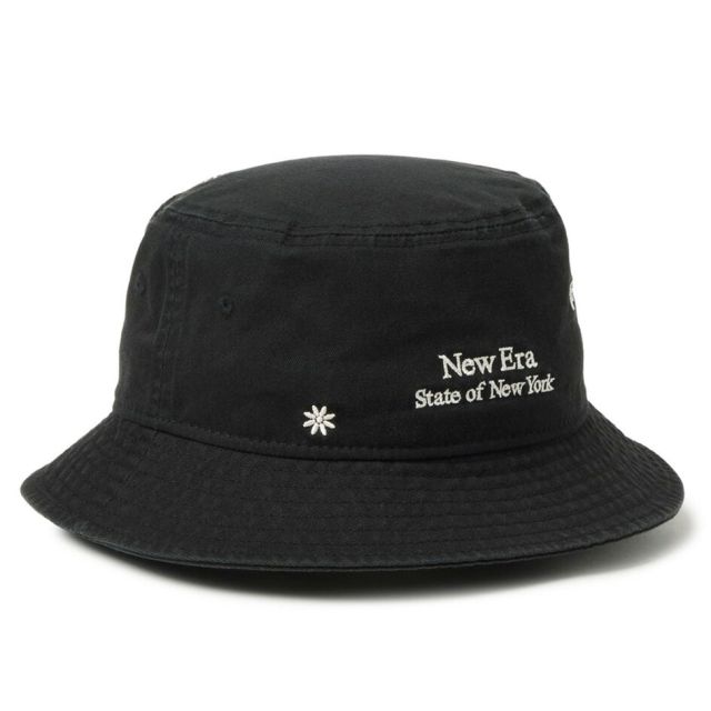 ニューエラ バケット01 フラワー エンブロイダリー バケットハット NEW ERA Bucket01 Flower Embroidery 花柄 刺繍 バケハ 帽子 コットン ユニセックス ブラック カーキ 春夏 レディース メンズ 14744789 14744788 BKT01 STATE OF NY FLOWER EMB