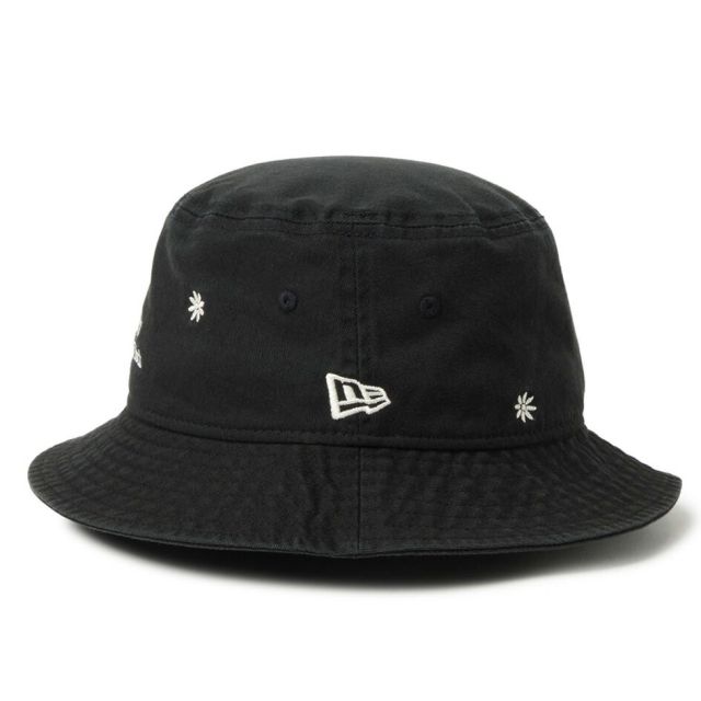 ニューエラ バケット01 フラワー エンブロイダリー バケットハット NEW ERA Bucket01 Flower Embroidery 花柄 刺繍 バケハ 帽子 コットン ユニセックス ブラック カーキ 春夏 レディース メンズ 14744789 14744788 BKT01 STATE OF NY FLOWER EMB