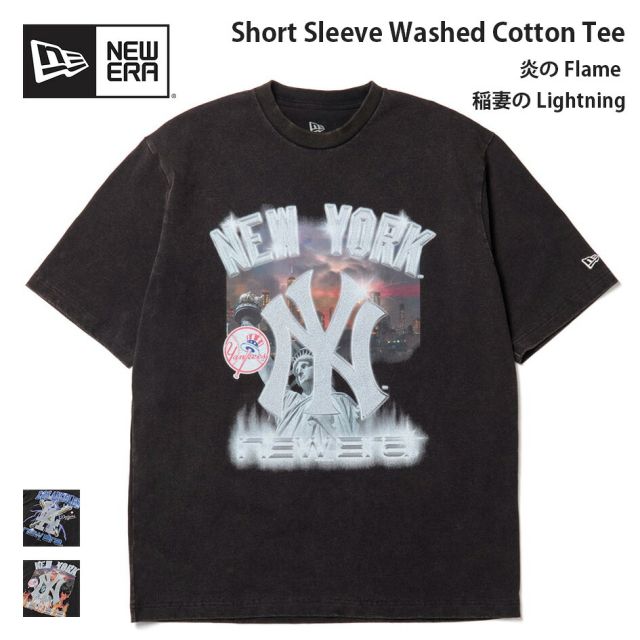 ニューエラ Tシャツ 半袖 NEW ERA 15129306 15129307 ウォッシュドコットン MLB ヤンキース ドジャース ブラック 綿100% リラックスフィット メンズ レディース ユニセックス 大きいサイズ プレゼント ギフト メール便