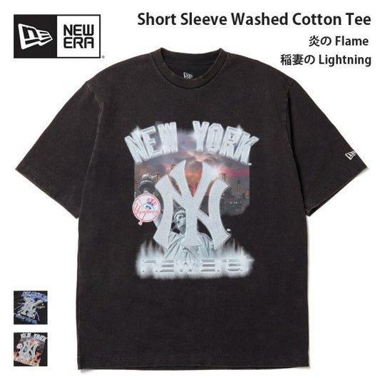 ニューエラ Tシャツ 半袖 NEW ERA 15129306 15129307 ウォッシュドコットン MLB ヤンキース ドジャース ブラック 綿100% リラックスフィット メンズ レディース ユニセックス 大きいサイズ プレゼント ギフト メール便