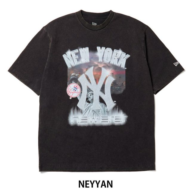 ニューエラ Tシャツ 半袖 NEW ERA 15129306 15129307 ウォッシュドコットン MLB ヤンキース ドジャース ブラック 綿100% リラックスフィット メンズ レディース ユニセックス 大きいサイズ プレゼント ギフト メール便