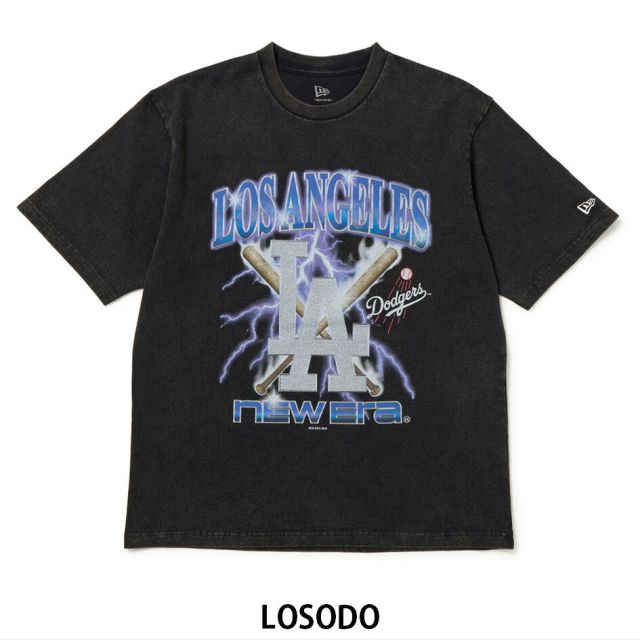ニューエラ Tシャツ 半袖 NEW ERA 15129306 15129307 ウォッシュドコットン MLB ヤンキース ドジャース ブラック 綿100% リラックスフィット メンズ レディース ユニセックス 大きいサイズ プレゼント ギフト メール便