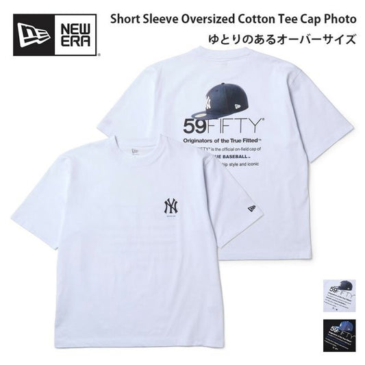 ニューエラ Tシャツ 半袖 NEW ERA 15129308 15129309 オーバーサイズ MLB ヤンキース ドジャース キャップフォト ホワイト ブラック ドロップショルダー メンズ レディース ユニセックス 秋 プレゼント ギフト メール便