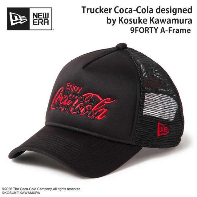 ニューエラ キャップ コカコーラ コラボ 河村康輔 9FORTY A-Frame トラッカー 15156434 NEW ERA ブラック メッシュ サイズ調節 メンズ レディース ユニセックス 帽子 限定 プレゼント ギフト