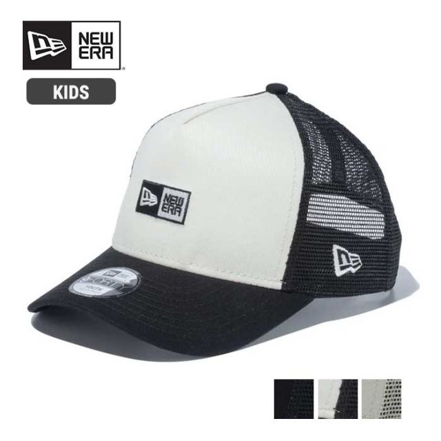ニューエラ 帽子 キッズ メッシュキャップ 男の子 女の子 ユニセックス NEW ERA YOUTH 940AFTR BOX LOGO スナップバック 子供服 ジュニア ブラック ホワイト (240404)