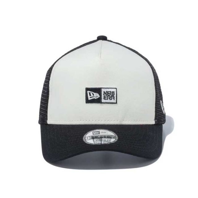ニューエラ 帽子 キッズ メッシュキャップ 男の子 女の子 ユニセックス NEW ERA YOUTH 940AFTR BOX LOGO スナップバック 子供服 ジュニア ブラック ホワイト (240404)