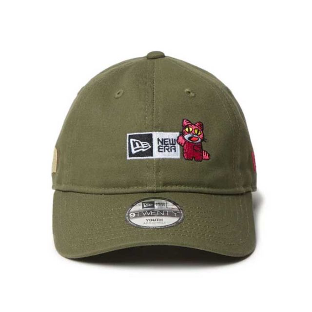 ニューエラ キャップ キッズ newera Youth 9TWENTY たべっ子どうぶつ らいおん ねこ ボックスロゴ ブラック ニューオリーブ TABEKKO ユース イージースナップ (241011)