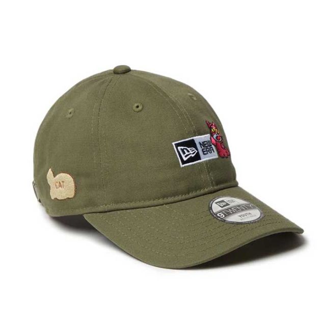 ニューエラ キャップ キッズ newera Youth 9TWENTY たべっ子どうぶつ らいおん ねこ ボックスロゴ ブラック ニューオリーブ TABEKKO ユース イージースナップ (241011)