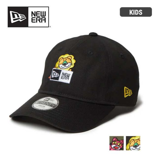 ニューエラ キャップ キッズ newera Youth 9TWENTY たべっ子どうぶつ らいおん ねこ ボックスロゴ ブラック ニューオリーブ TABEKKO ユース イージースナップ (241011)