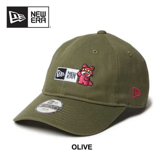 ニューエラ キャップ キッズ newera Youth 9TWENTY たべっ子どうぶつ らいおん ねこ ボックスロゴ ブラック ニューオリーブ TABEKKO ユース イージースナップ (241011)