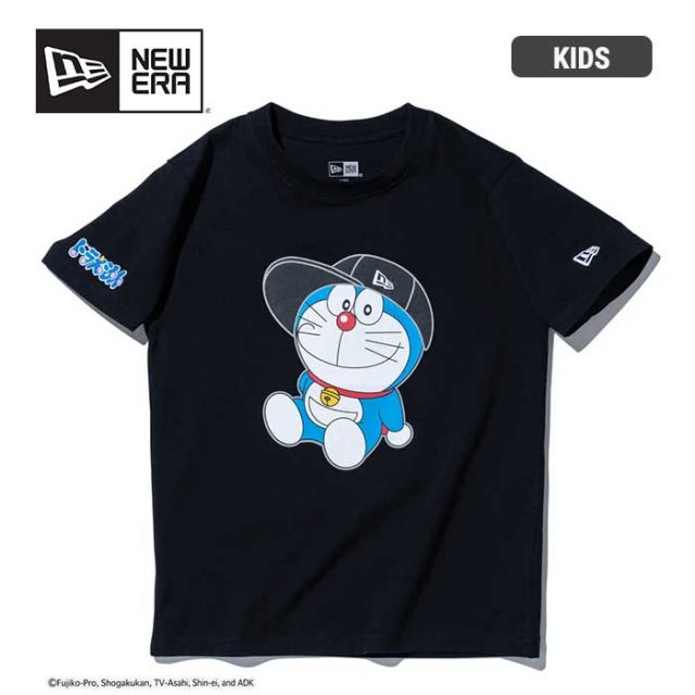 ニューエラ NEWERA ロンt キッズ Youth 半袖 コットン Tシャツ ドラえもん キャップ ブラック YTH SSCT TEE DORAEMON ブラック レギュラーフィット 130 / 140 / 150 メール便 (250121)