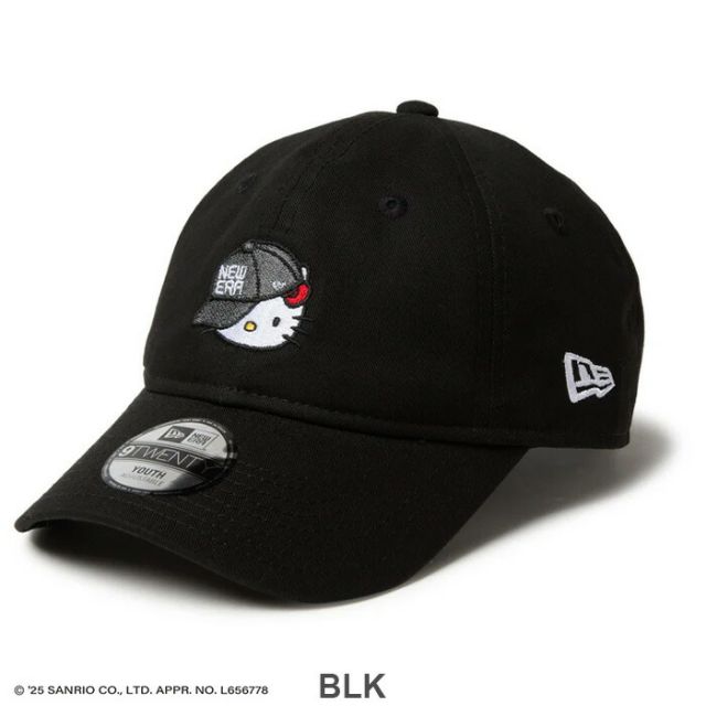 YTH 920 KITTY NECAP キッズ Youth 9TWENTY HELLO KITTY キャップ ニューエラ ハローキティ キャップ コラボ 9TWENTY キッズ ユースサイズ クロスストラップ ブラック 女の子 男の子 帽子 子供用  (250411)