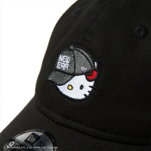 YTH 920 KITTY NECAP キッズ Youth 9TWENTY HELLO KITTY キャップ ニューエラ ハローキティ キャップ コラボ 9TWENTY キッズ ユースサイズ クロスストラップ ブラック 女の子 男の子 帽子 子供用  (250411)