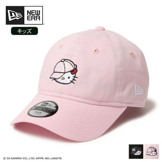 YTH 920 KITTY NECAP キッズ Youth 9TWENTY HELLO KITTY キャップ ニューエラ ハローキティ キャップ コラボ 9TWENTY キッズ ユースサイズ クロスストラップ ブラック 女の子 男の子 帽子 子供用  (250411)