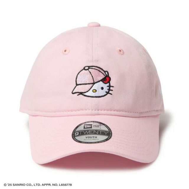 YTH 920 KITTY NECAP キッズ Youth 9TWENTY HELLO KITTY キャップ ニューエラ ハローキティ キャップ コラボ 9TWENTY キッズ ユースサイズ クロスストラップ ブラック 女の子 男の子 帽子 子供用  (250411)